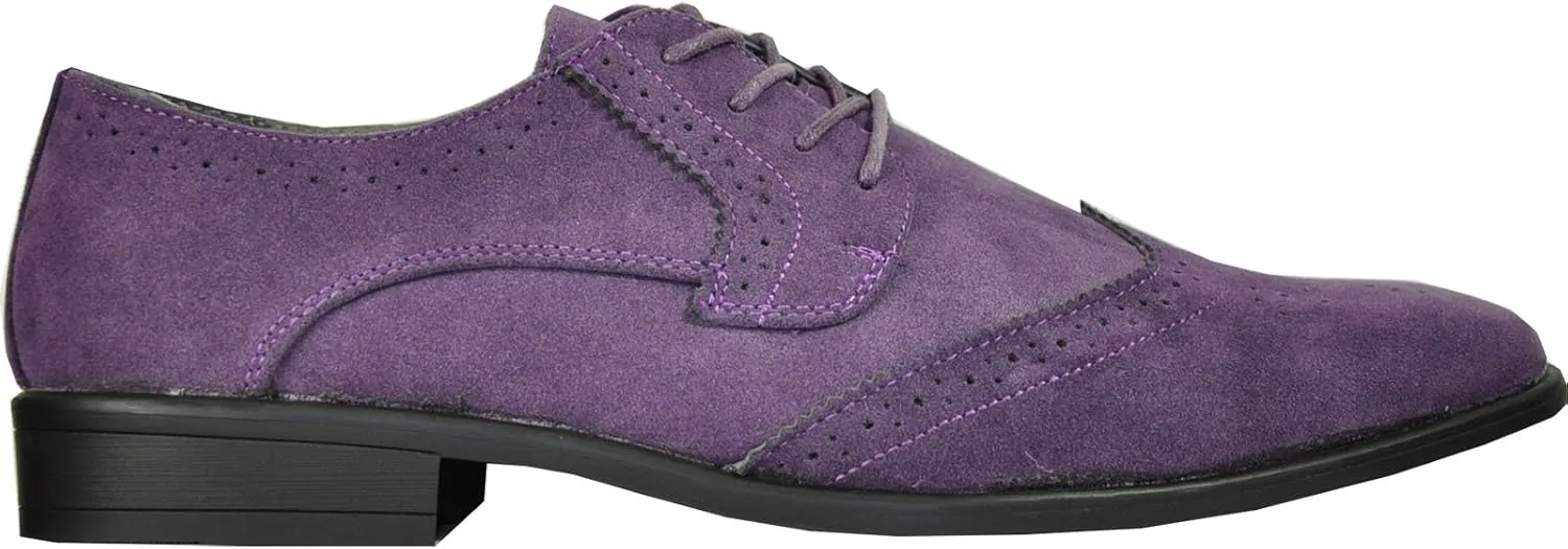 BRAVO Men Dress Shoe KING-3 Classic Faux Suede Oxford with Leather