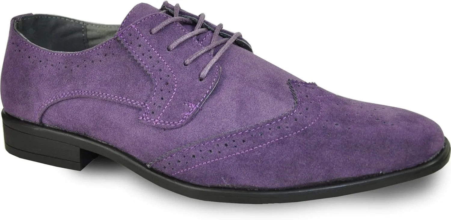 BRAVO Men Dress Shoe KING-3 Classic Faux Suede Oxford with Leather