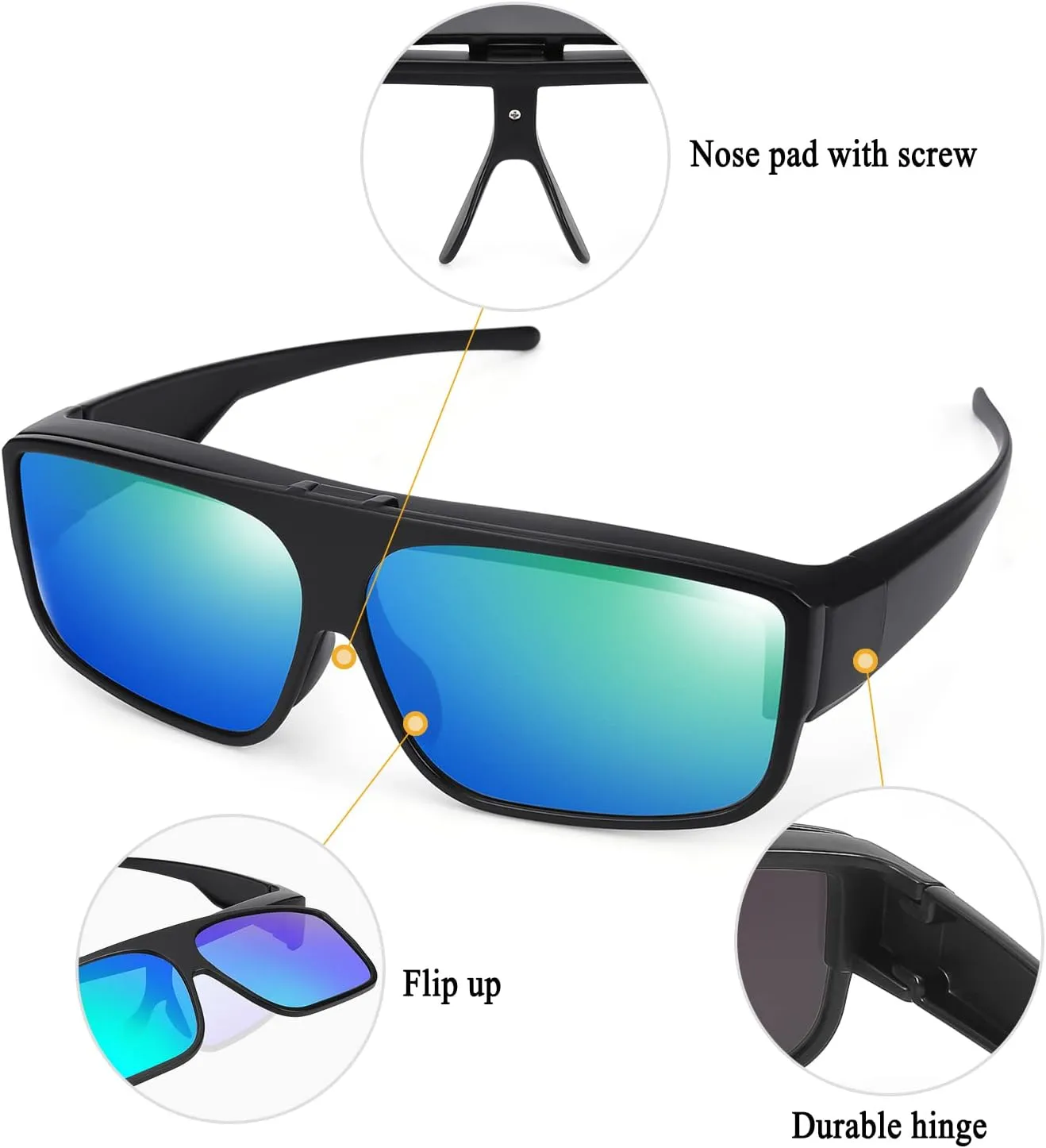 Br'Guras Fit Over Polarized Sunglasses Flip Up Lens for Men and Women