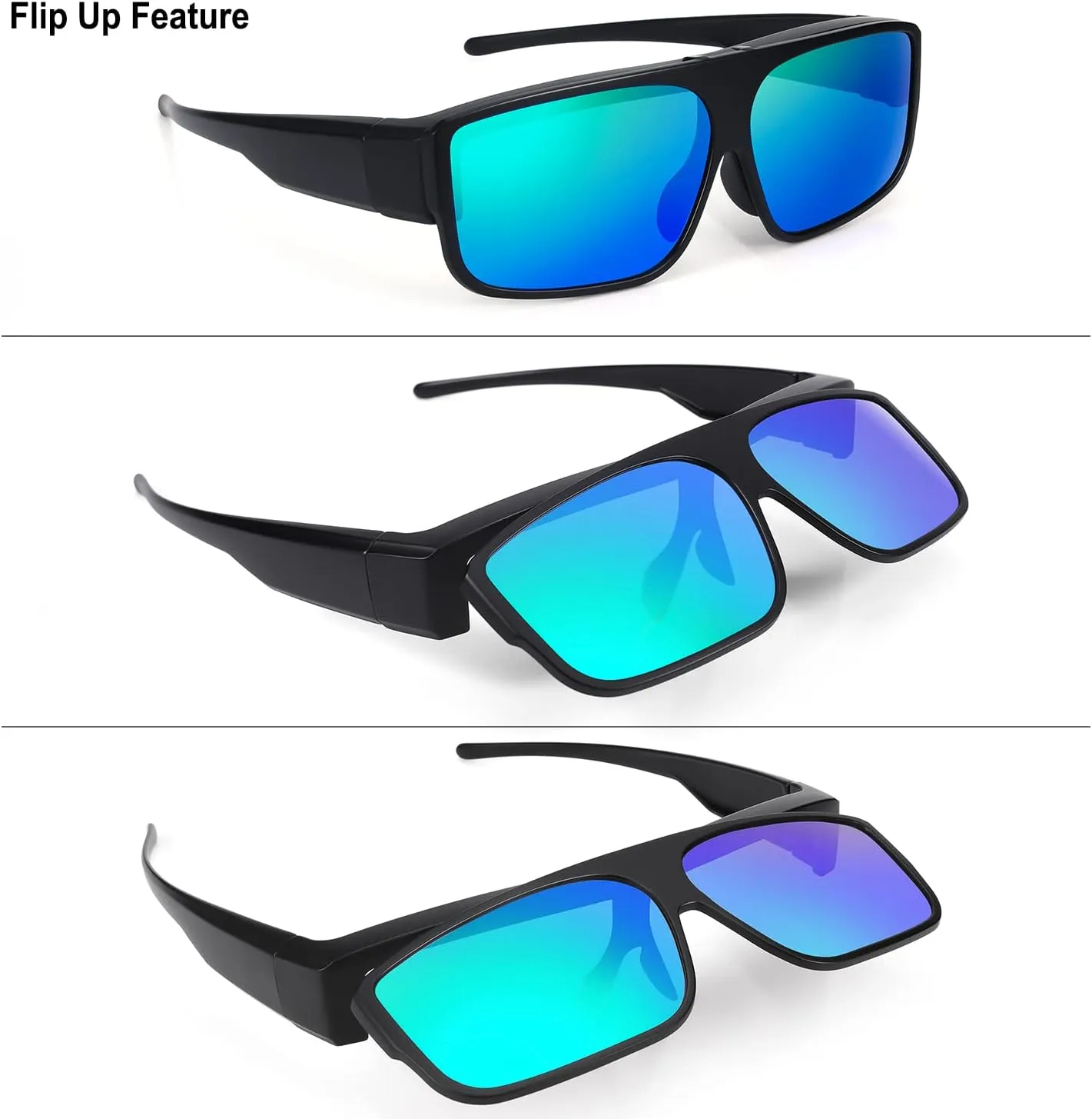 Br'Guras Fit Over Polarized Sunglasses Flip Up Lens for Men and Women