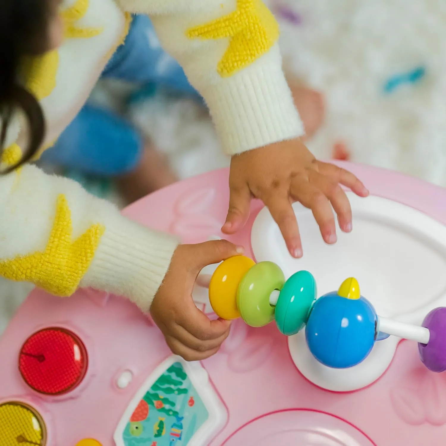 Bright Starts Around We Go 2-in-1 Baby Walker, Discovery Activity Center and Table, Tropic Coral, Ages 6 Months 