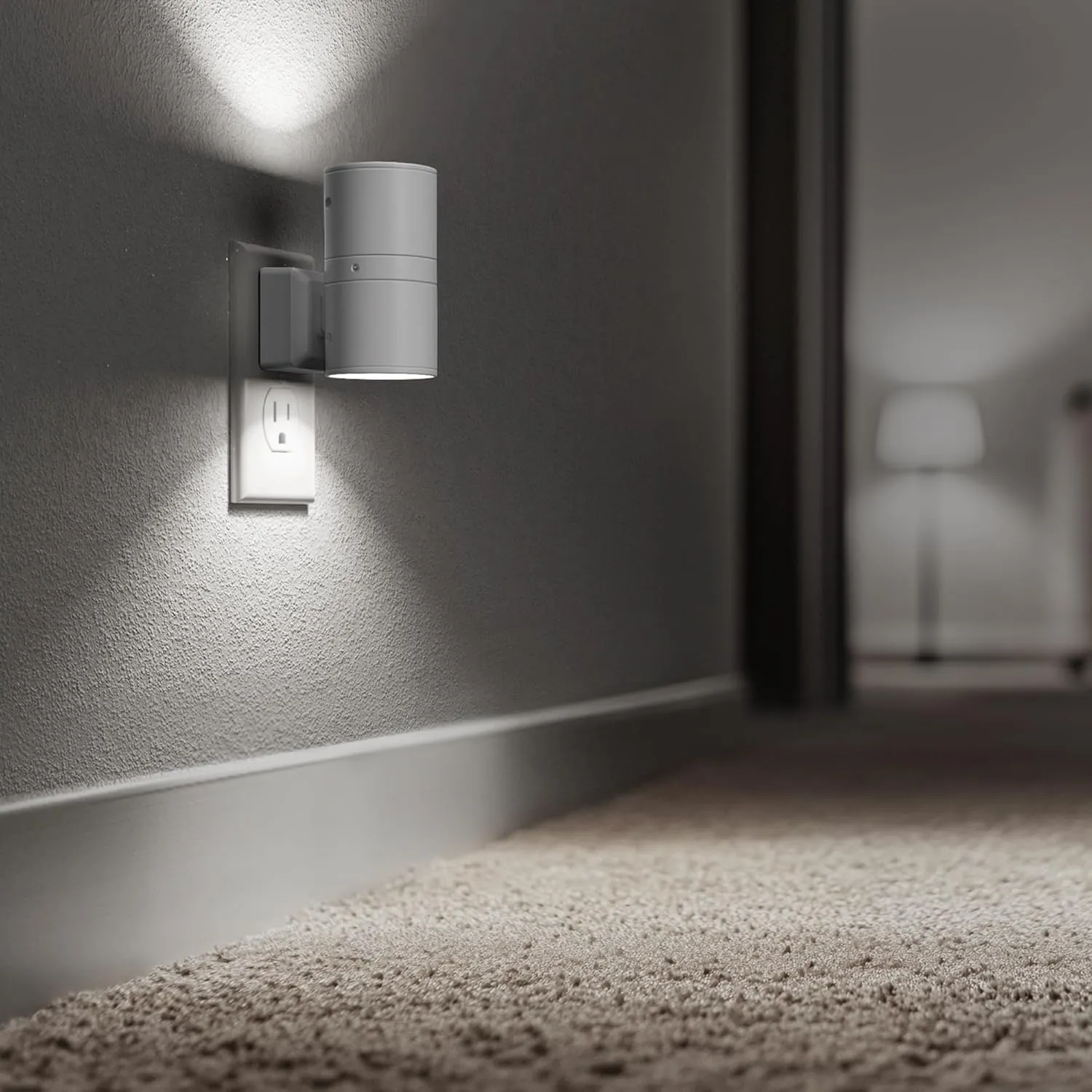 Briignite Night Lights Plug into Wall, Modern LED Night Light Plug in, Dusk to Dawn Sensor, 5000K Daylight, 0-100LM Adjustable Brightness, Dimmable NightLight for Hallway, Bedroom, Stairway, 2 Pack