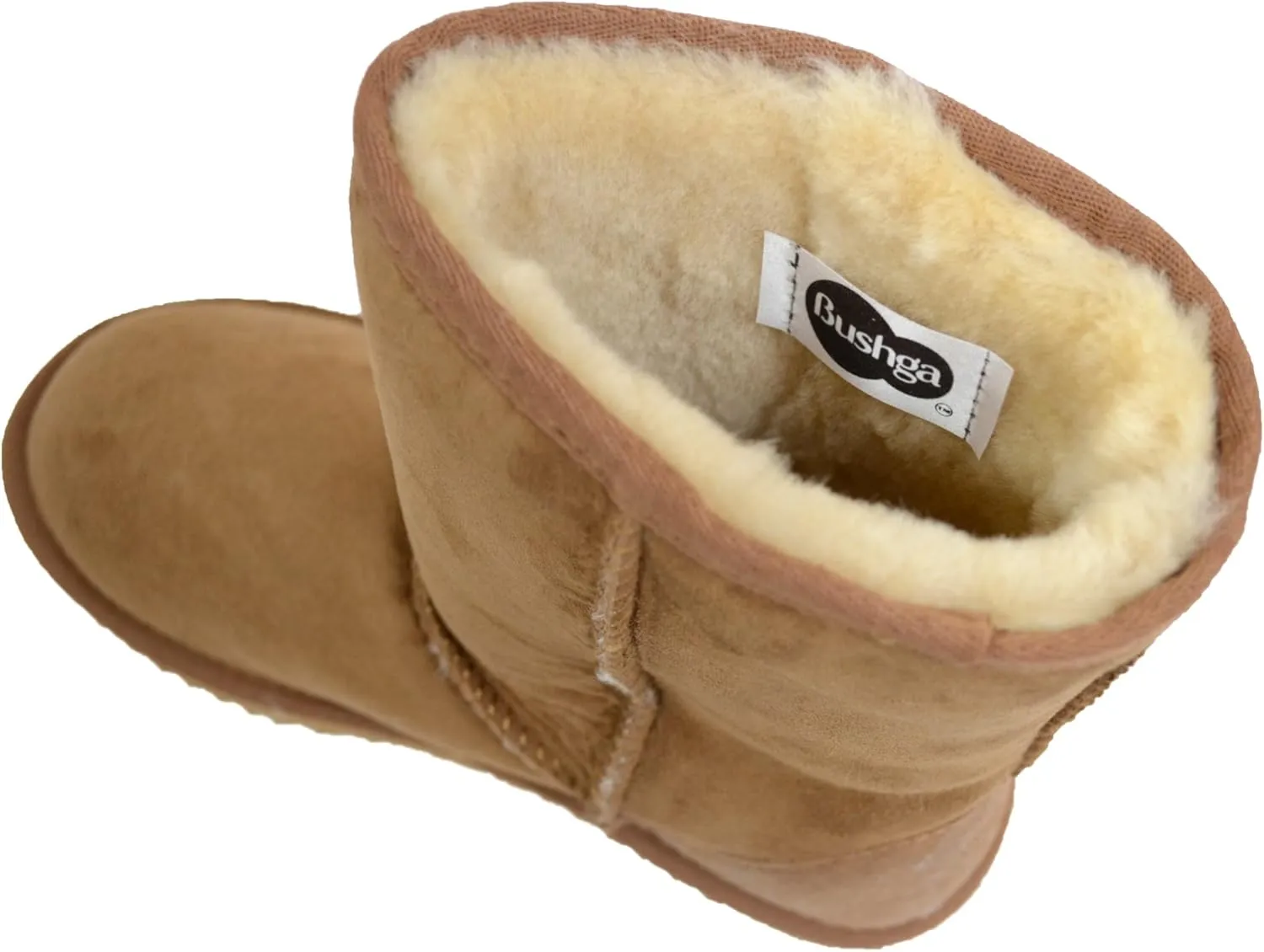Bushga Ladies Genuine Sheepskin Mid Calf Short Boot (Black, Chocolate Brown, Grey, Chestnut, Purple)