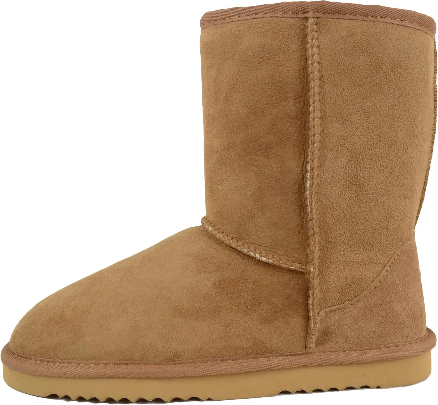 Bushga Ladies Genuine Sheepskin Mid Calf Short Boot (Black, Chocolate Brown, Grey, Chestnut, Purple)