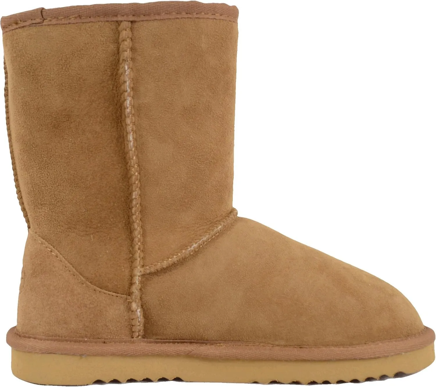 Bushga Ladies Genuine Sheepskin Mid Calf Short Boot (Black, Chocolate Brown, Grey, Chestnut, Purple)