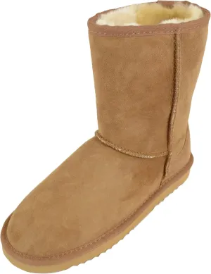Bushga Ladies Genuine Sheepskin Mid Calf Short Boot (Black, Chocolate Brown, Grey, Chestnut, Purple)