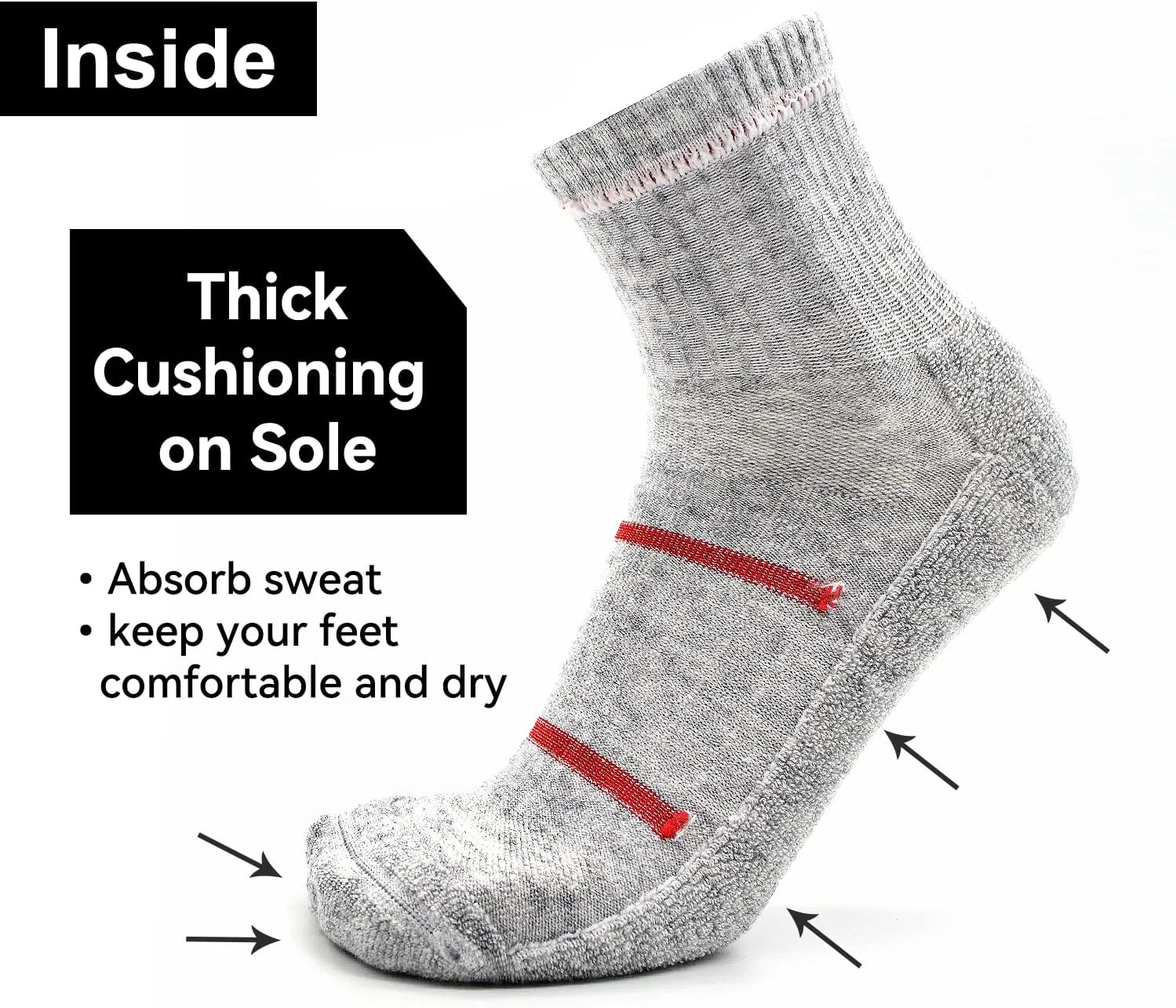 Busy Socks 3 Pack Men's Merino Wool Running Quarter Socks Womens Ankle Thick Cushioned Athletic Socks for Hiking Walking