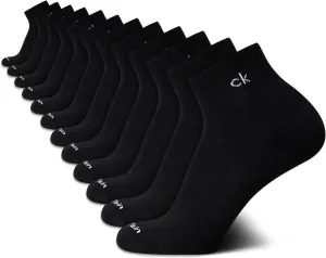 Calvin Klein Men's Quarter Socks - 12 Pack Performance Cushioned Comfort Ankle Socks - Athletic Socks for Men (Sizes: 7-12)