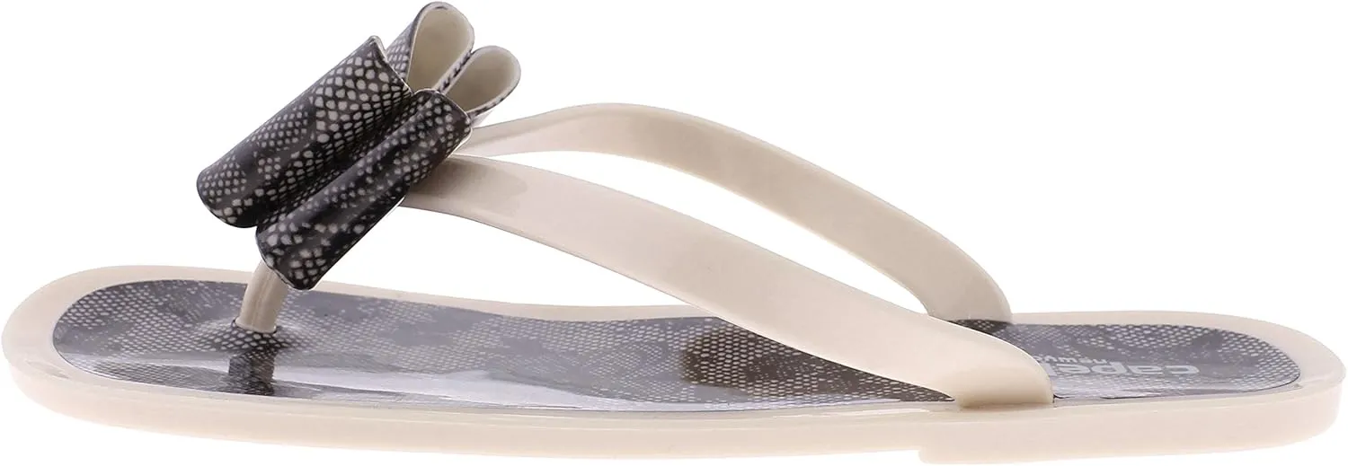 Capelli New York Ladies Floral Pom Opaque Jelly Flip Flops