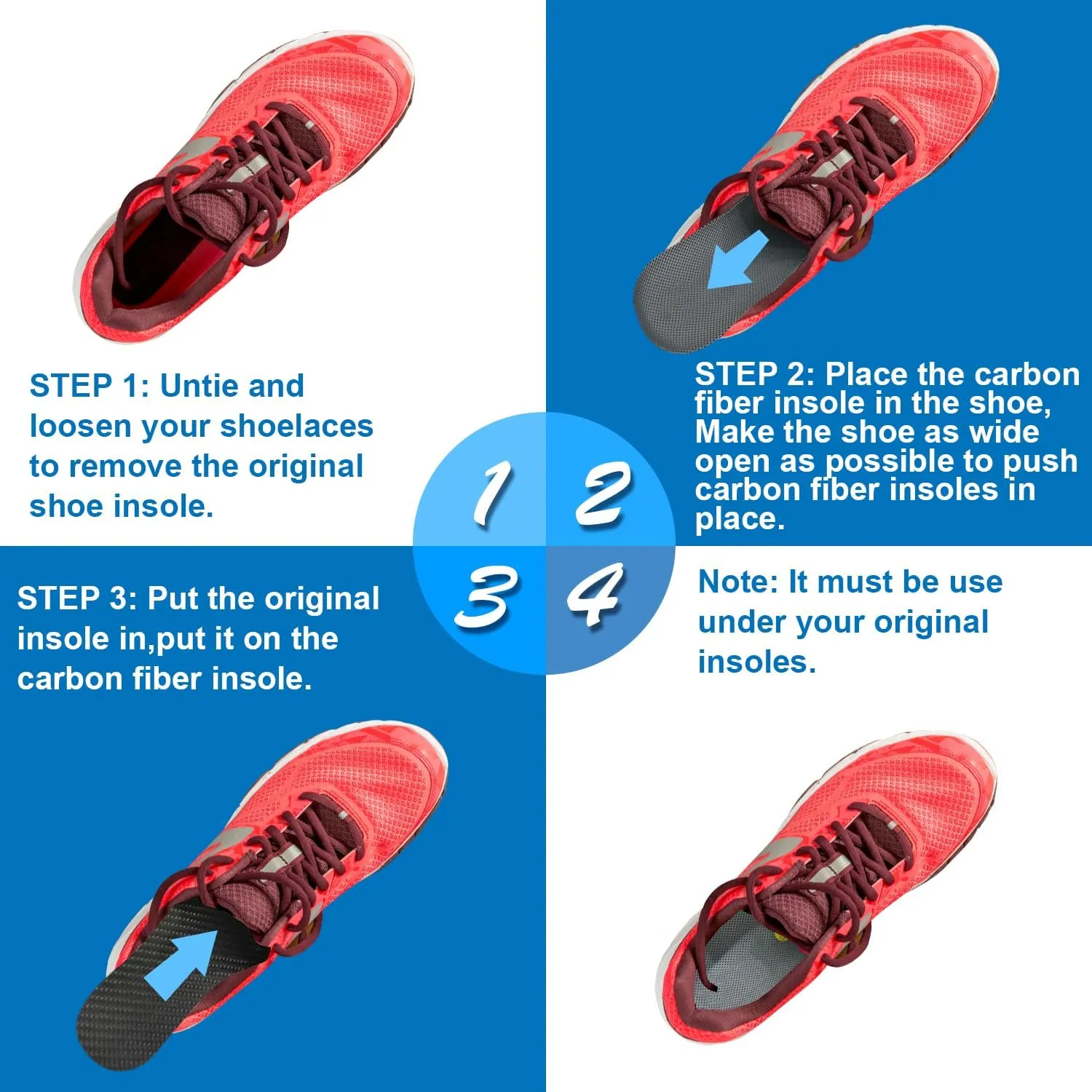 Carbon Fiber Insoles, Rigid Carbon Fiber Shoe Insert 1Pair For Pain Relief & Injury Turf Toe, Foot Fractures, Hallux Rigidus and Limitus For Hiking Running (11.61"-295mm-Men's 13-13.5/Women's 14-14.5)