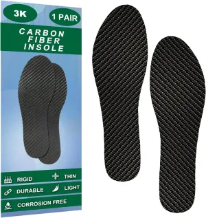 Carbon Fiber Insoles, Rigid Carbon Fiber Shoe Insert 1Pair For Pain Relief & Injury Turf Toe, Foot Fractures, Hallux Rigidus and Limitus For Hiking Running (11.61"-295mm-Men's 13-13.5/Women's 14-14.5)