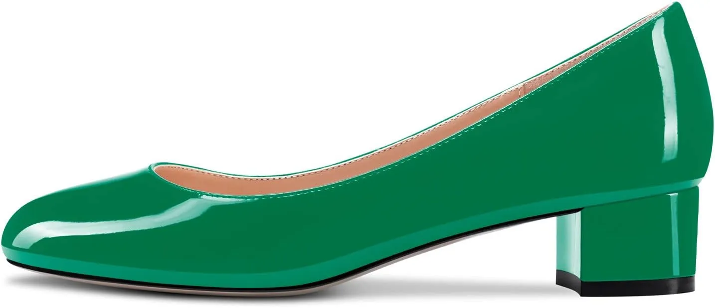 Castamere Chunky Block Low Kitten Heel Round Close Toe Pumps Slip-on Cute Classic Dress Shoes