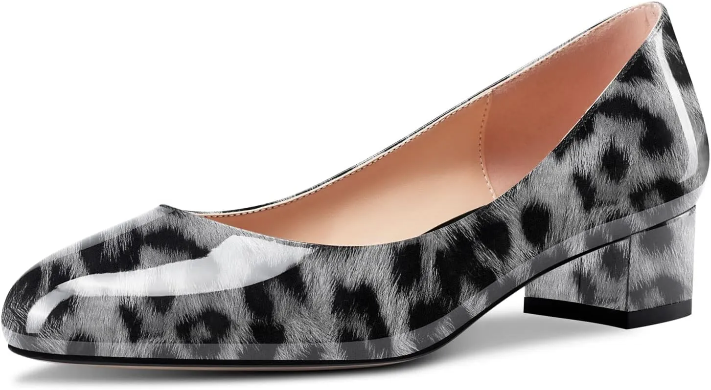 Castamere Chunky Block Low Kitten Heel Round Close Toe Pumps Slip-on Cute Classic Dress Shoes