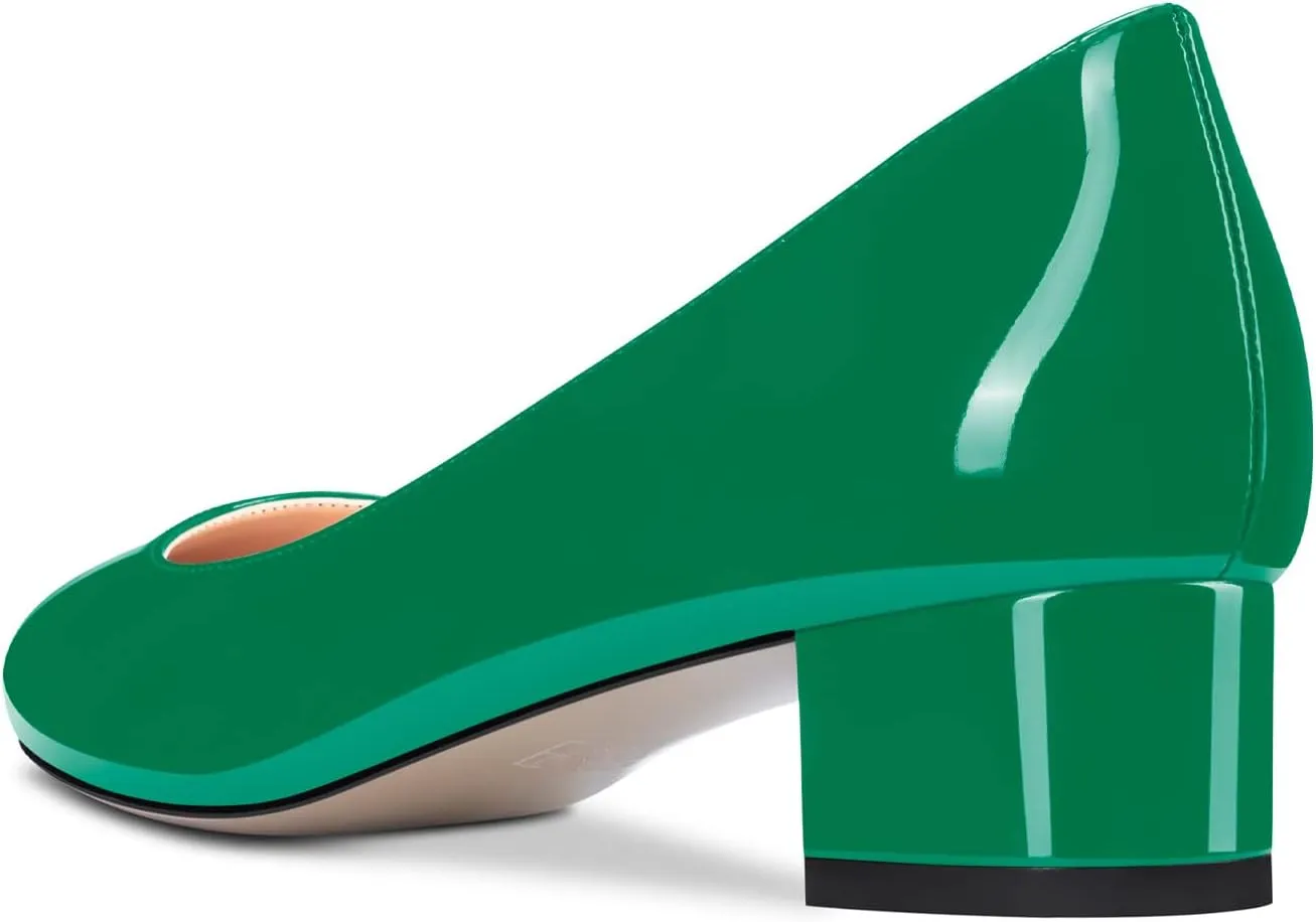 Castamere Chunky Block Low Kitten Heel Round Close Toe Pumps Slip-on Cute Classic Dress Shoes
