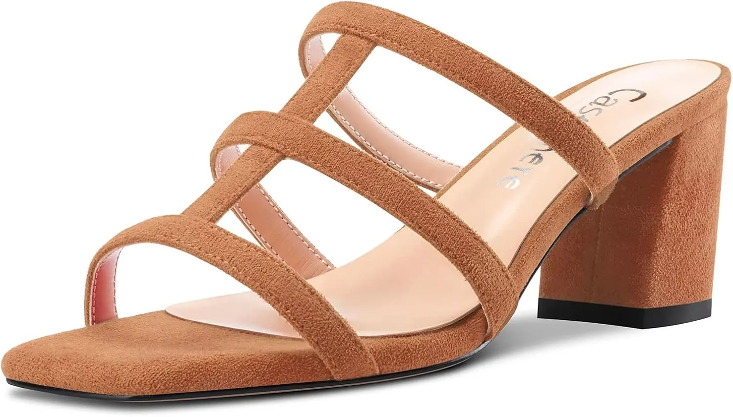 Castamere Chunky Block Mid Heel Open Toe Slip-on Gladiator Sandals Casual Cute Dress 2.6 Inches Heels