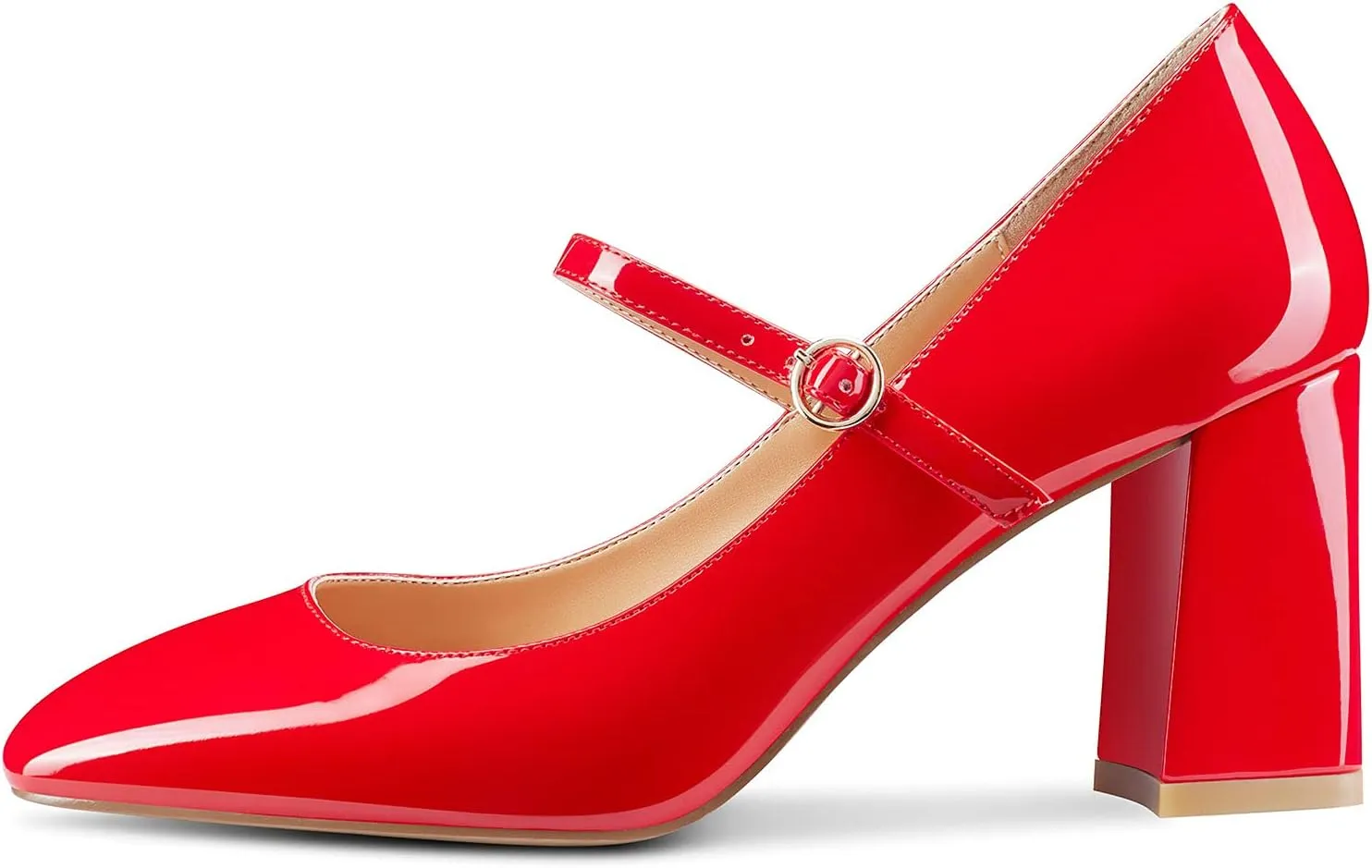 Castamere Ladies Chunky Heel Square-Toe Mary Jane Pumps Strappy Sexy Elegant Pump 3 Inch Heels