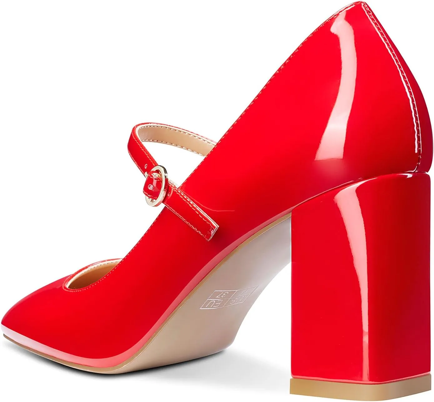 Castamere Ladies Chunky Heel Square-Toe Mary Jane Pumps Strappy Sexy Elegant Pump 3 Inch Heels