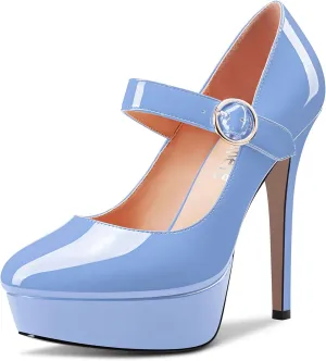 Castamere Women Stiletto High Platform Heel Round Toe Mary Jane Pumps Slip-on Classic Cute Dress 5.1 Inches Heels