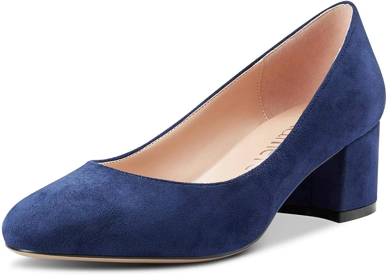 Castamere Womens Chunky Block Heels Round-Toe Slip-on Mid-Heel Basic Pumps 5CM Heels
