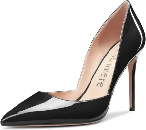 Castamere Womens D'Orsay Slip On High Heels Pumps Elegant Pointy Toe Stilettos 10CM Heel Shoes