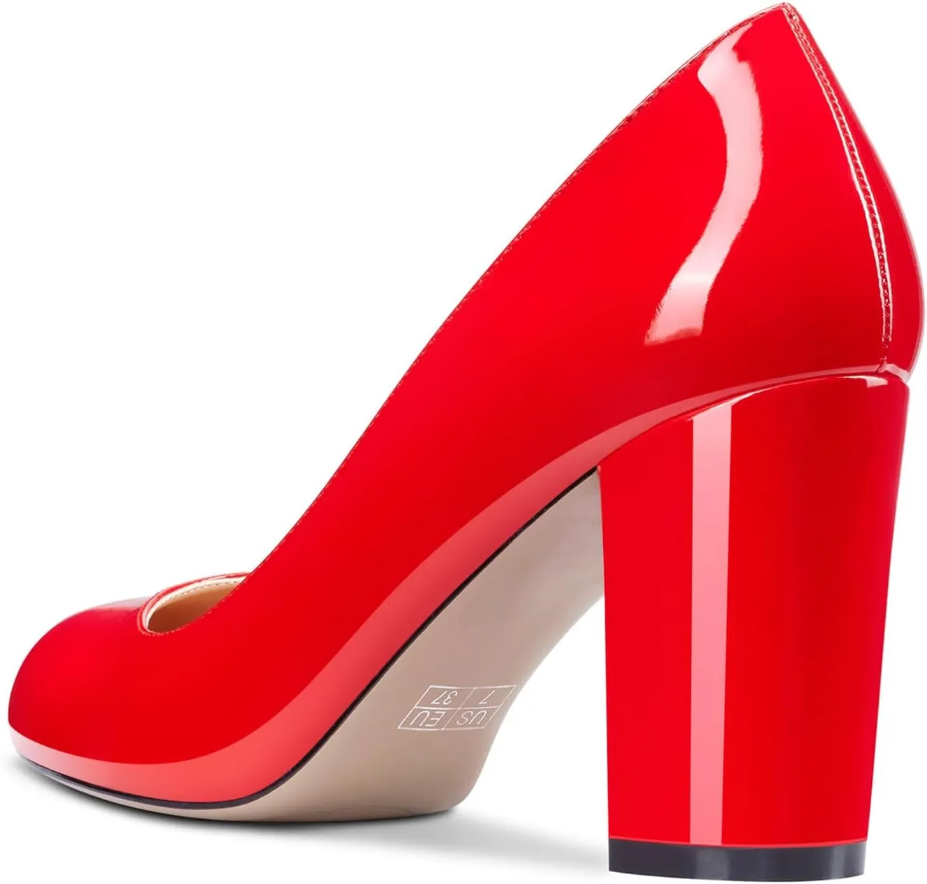 Castamere Women's High Heels Round Toe Slip-On Pumps Block Heel 8CM