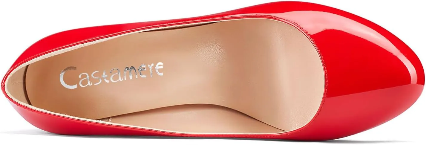 Castamere Women's High Heels Round Toe Slip-On Pumps Block Heel 8CM