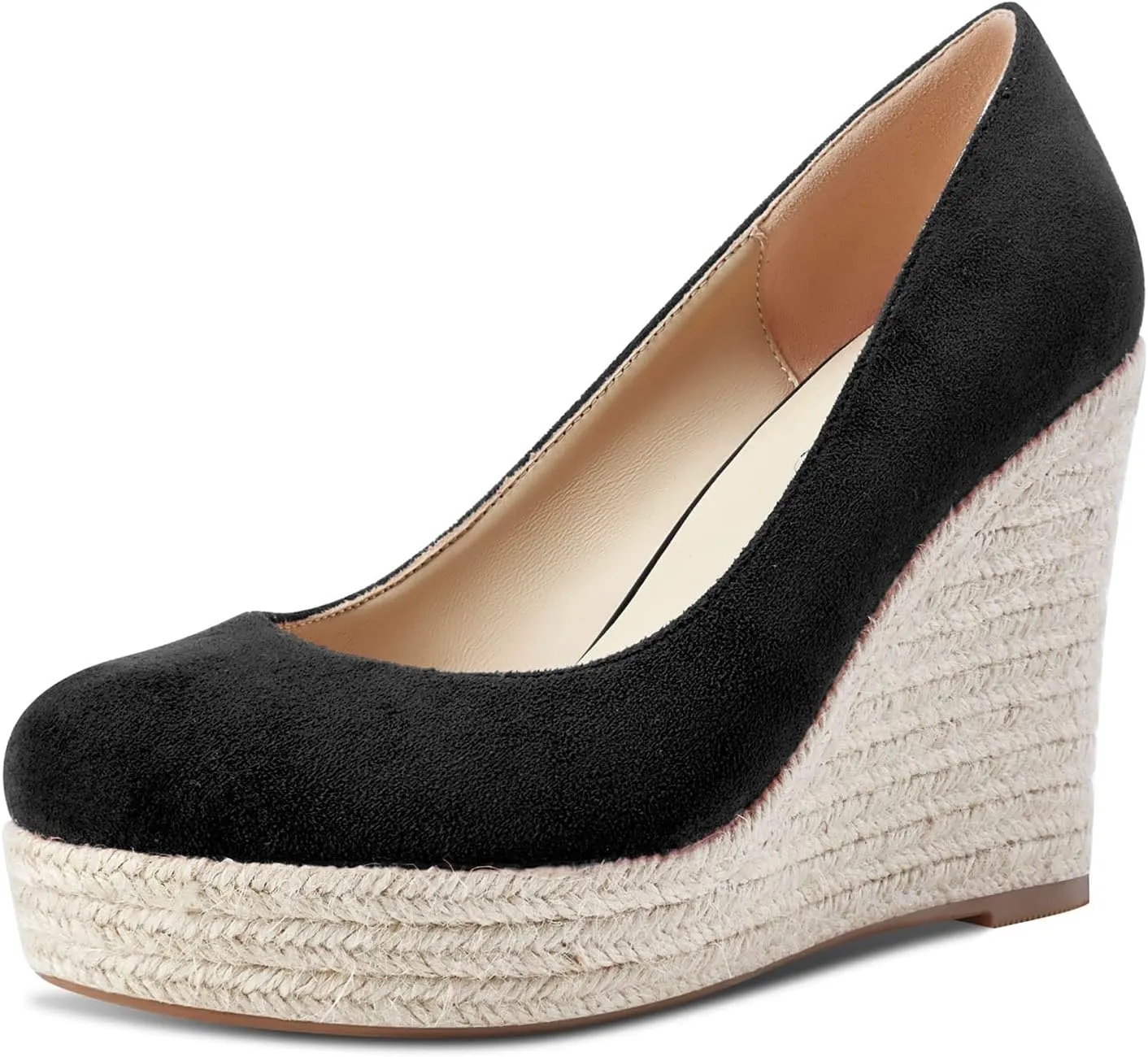 Castamere Womens Platform High Heel Round Toe Pumps Slip-on Wedding Office Classic Shoes 3.9 Inches Heels
