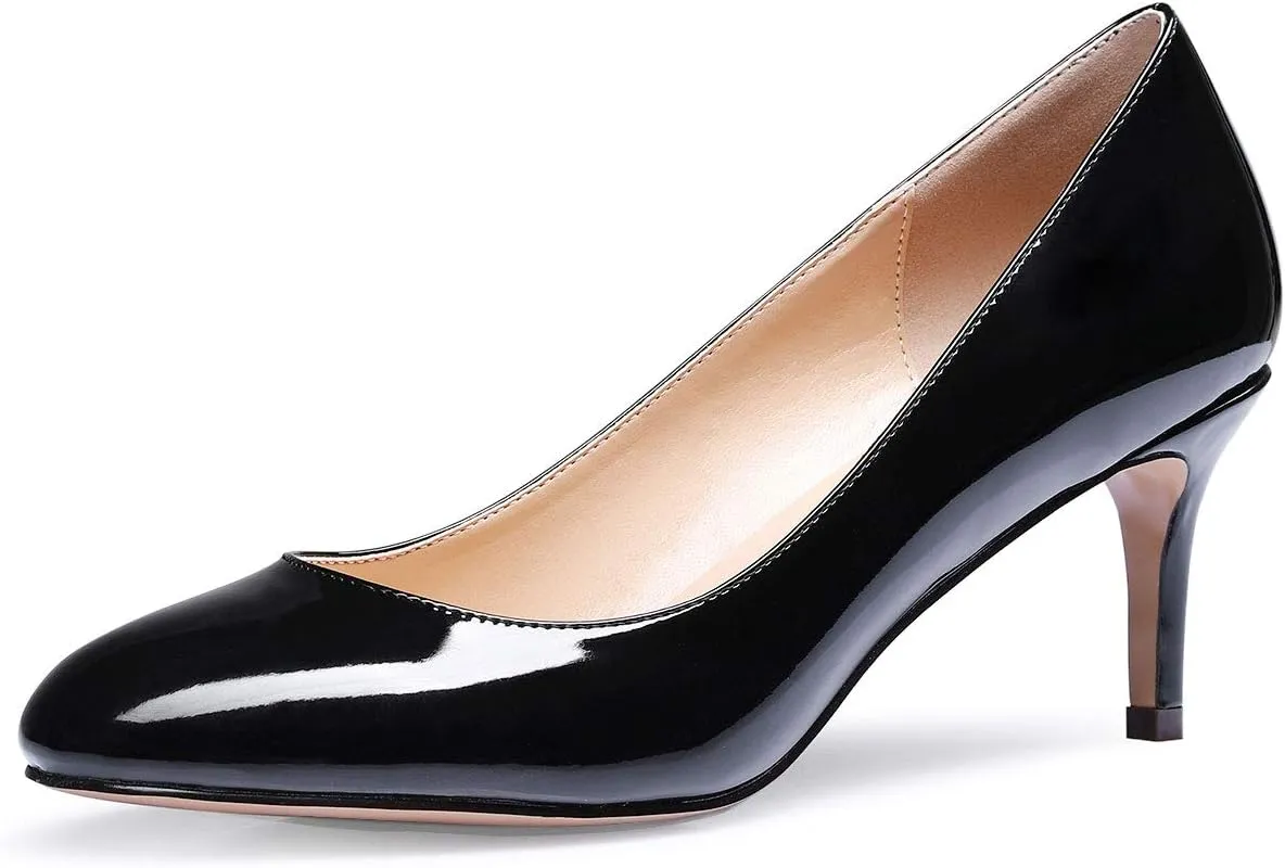 Castamere Womens Round Toe Pumps Stiletto Mid Heels Office Slip-on 6CM Heels