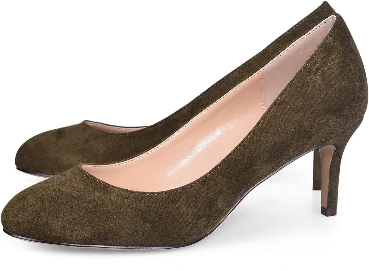 Castamere Womens Round Toe Pumps Stiletto Mid Heels Office Slip-on 6CM Heels