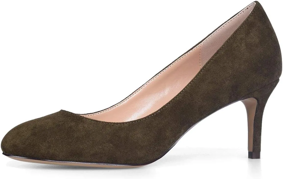 Castamere Womens Round Toe Pumps Stiletto Mid Heels Office Slip-on 6CM Heels
