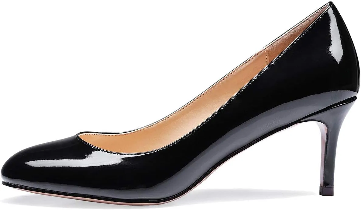 Castamere Womens Round Toe Pumps Stiletto Mid Heels Office Slip-on 6CM Heels
