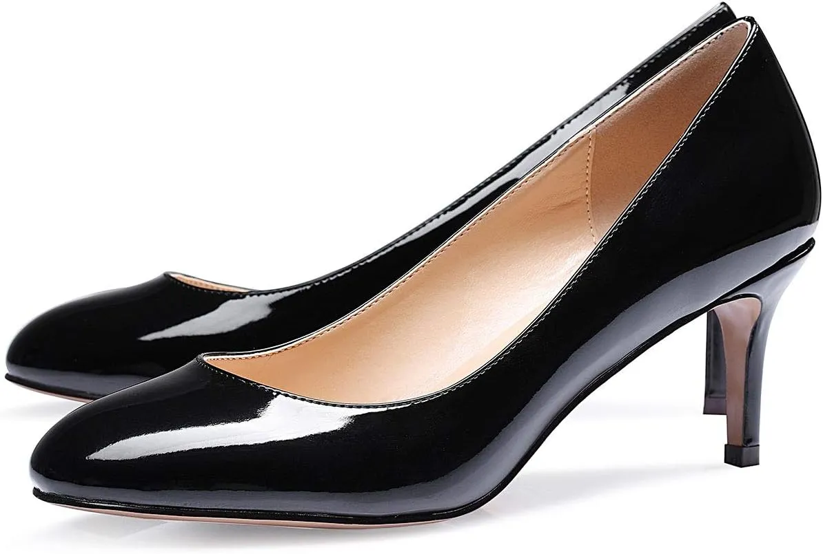 Castamere Womens Round Toe Pumps Stiletto Mid Heels Office Slip-on 6CM Heels