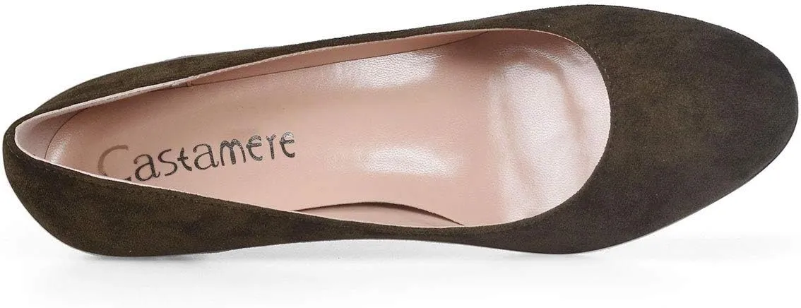 Castamere Womens Round Toe Pumps Stiletto Mid Heels Office Slip-on 6CM Heels