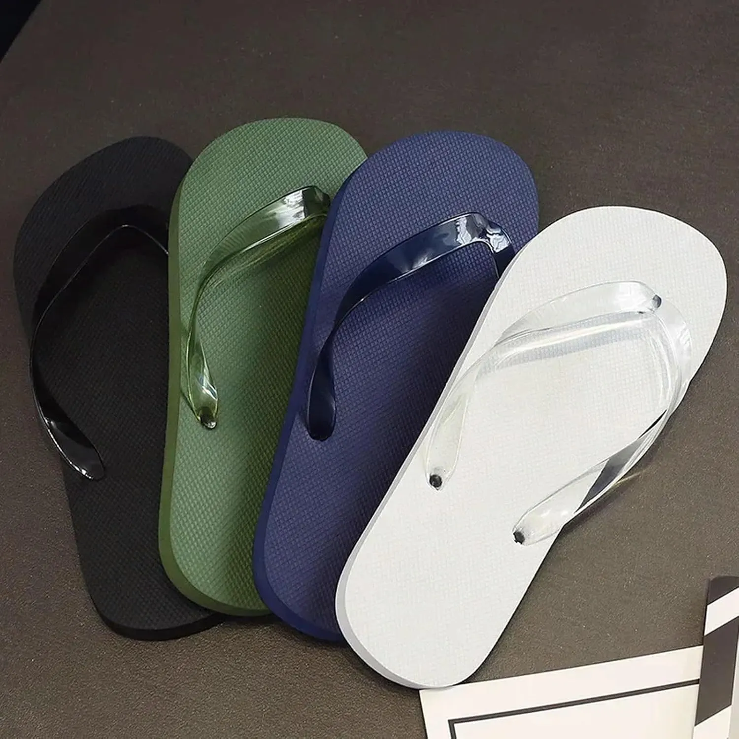 Casual Flip Flops Men'S Beach Shoes Solid Color Non-Slip Slipper Slippers Trendy Sandals Men
