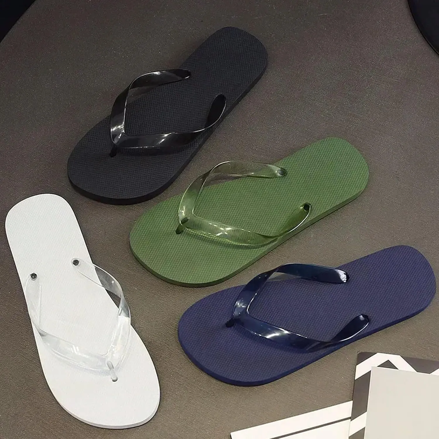 Casual Flip Flops Men'S Beach Shoes Solid Color Non-Slip Slipper Slippers Trendy Sandals Men