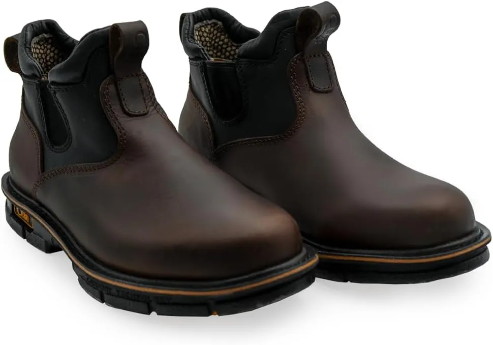CEBU Botin Max Work Boot – Soft Toe Slip-On Chelsea for Men – Lightweight Leather Mid-Duty Footwear – Double Density Sole
