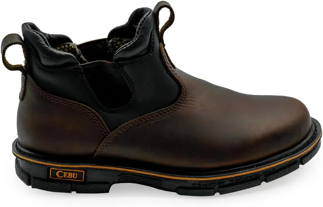 CEBU Botin Max Work Boot – Soft Toe Slip-On Chelsea for Men – Lightweight Leather Mid-Duty Footwear – Double Density Sole