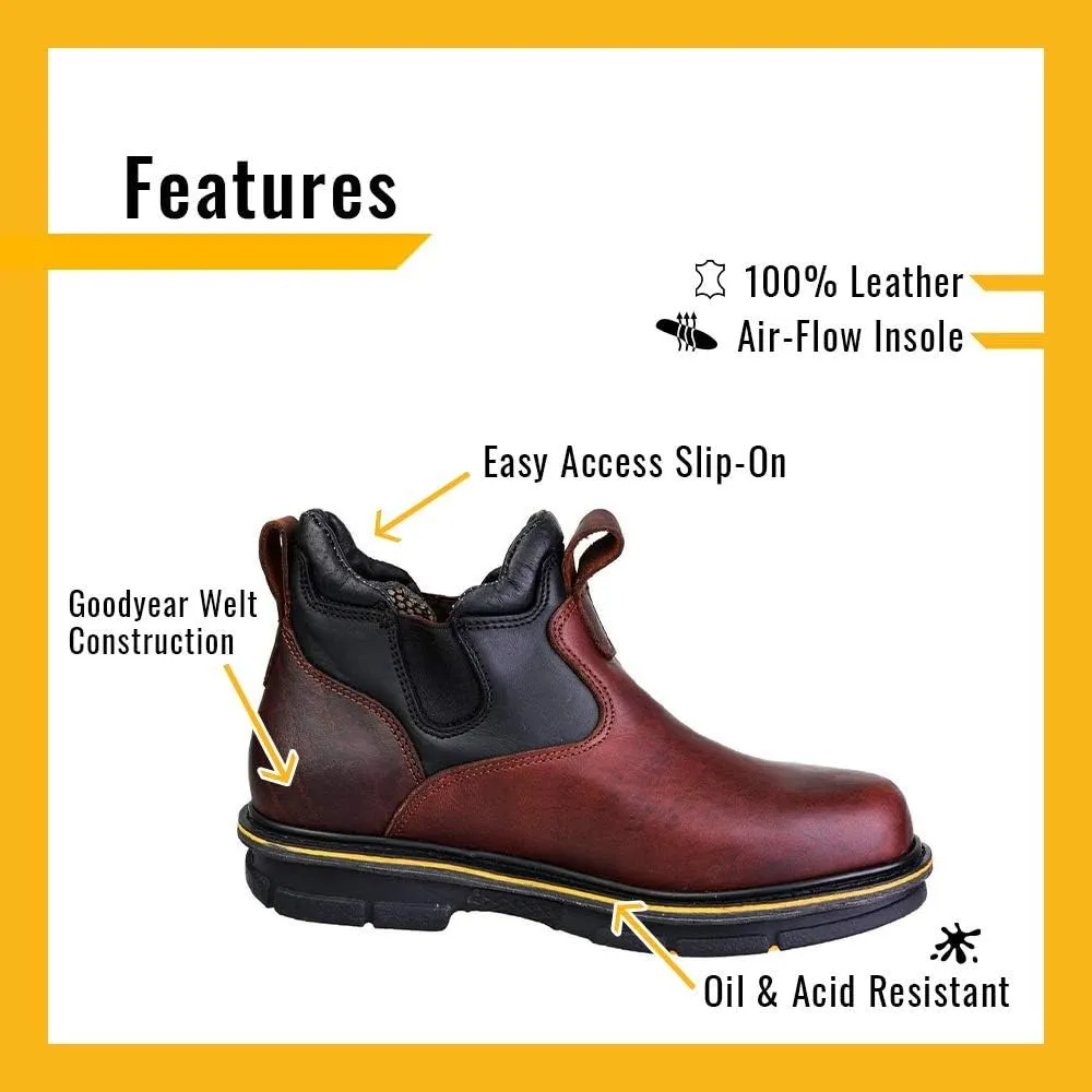 CEBU Botin Max Work Boot – Soft Toe Slip-On Chelsea for Men – Lightweight Leather Mid-Duty Footwear – Double Density Sole