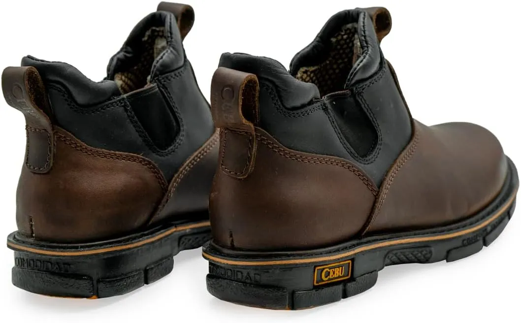 CEBU Botin Max Work Boot – Soft Toe Slip-On Chelsea for Men – Lightweight Leather Mid-Duty Footwear – Double Density Sole