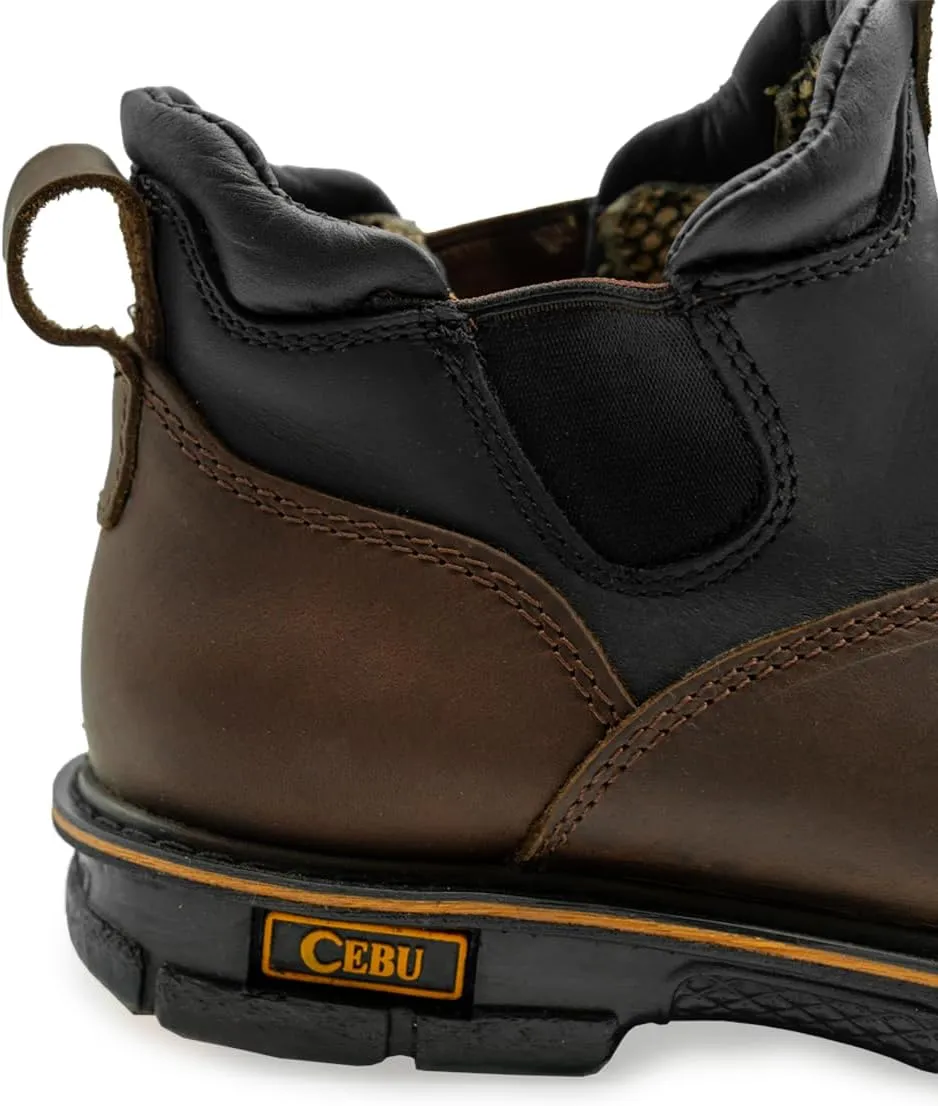 CEBU Botin Max Work Boot – Soft Toe Slip-On Chelsea for Men – Lightweight Leather Mid-Duty Footwear – Double Density Sole