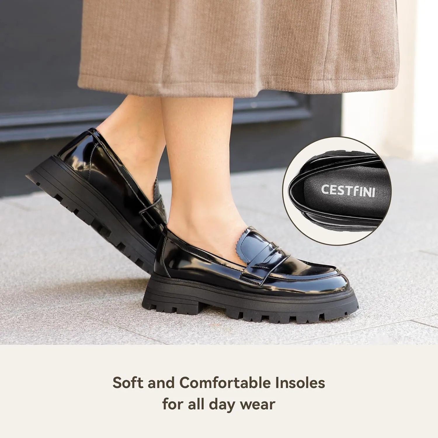 Cestfini Platform Chunky Loafers for Women