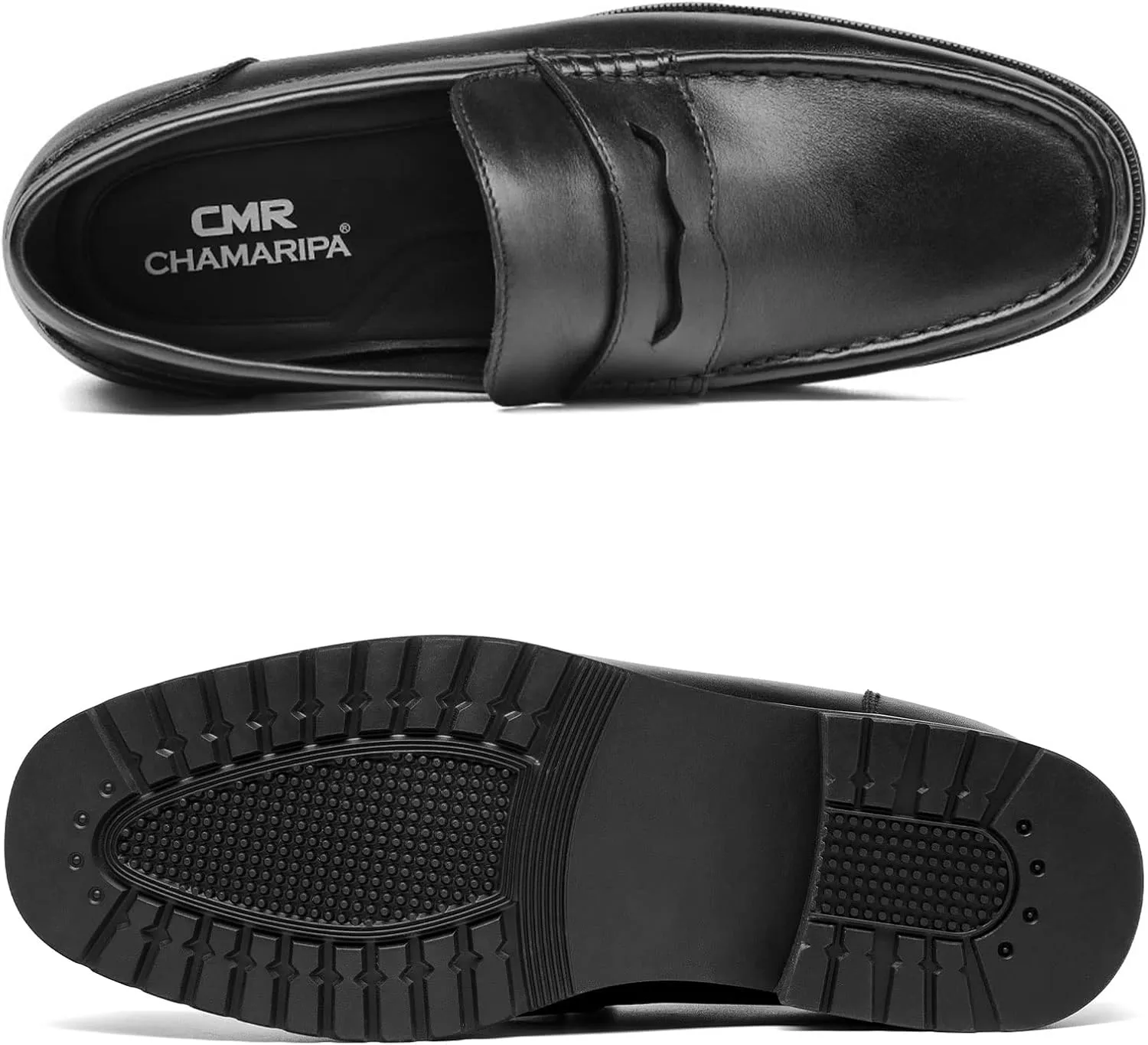 CHAMARIPA Elevator Shoes for Men - Height Increasing Shoes with Genuine Leather Lining Easy Slip on Designed Loafer 1.97/2.36/2.76 inch Taller