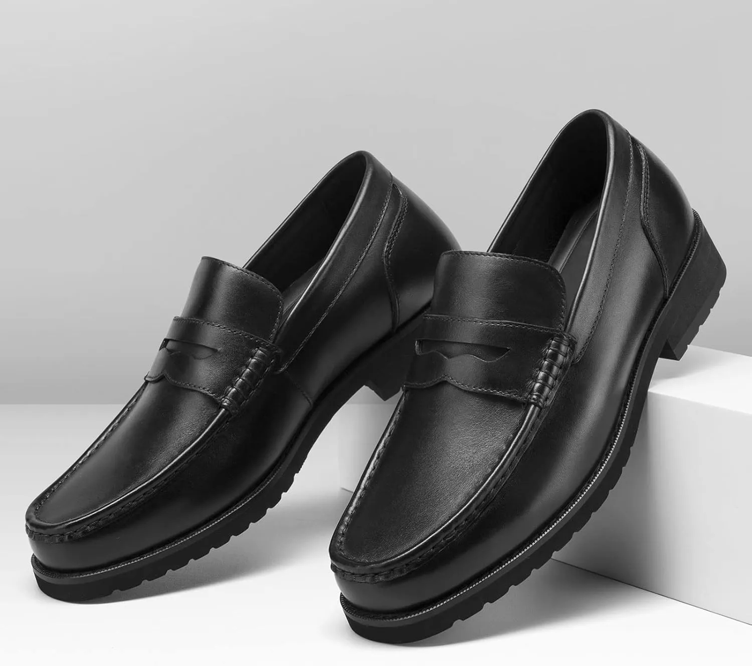 CHAMARIPA Elevator Shoes for Men - Height Increasing Shoes with Genuine Leather Lining Easy Slip on Designed Loafer 1.97/2.36/2.76 inch Taller