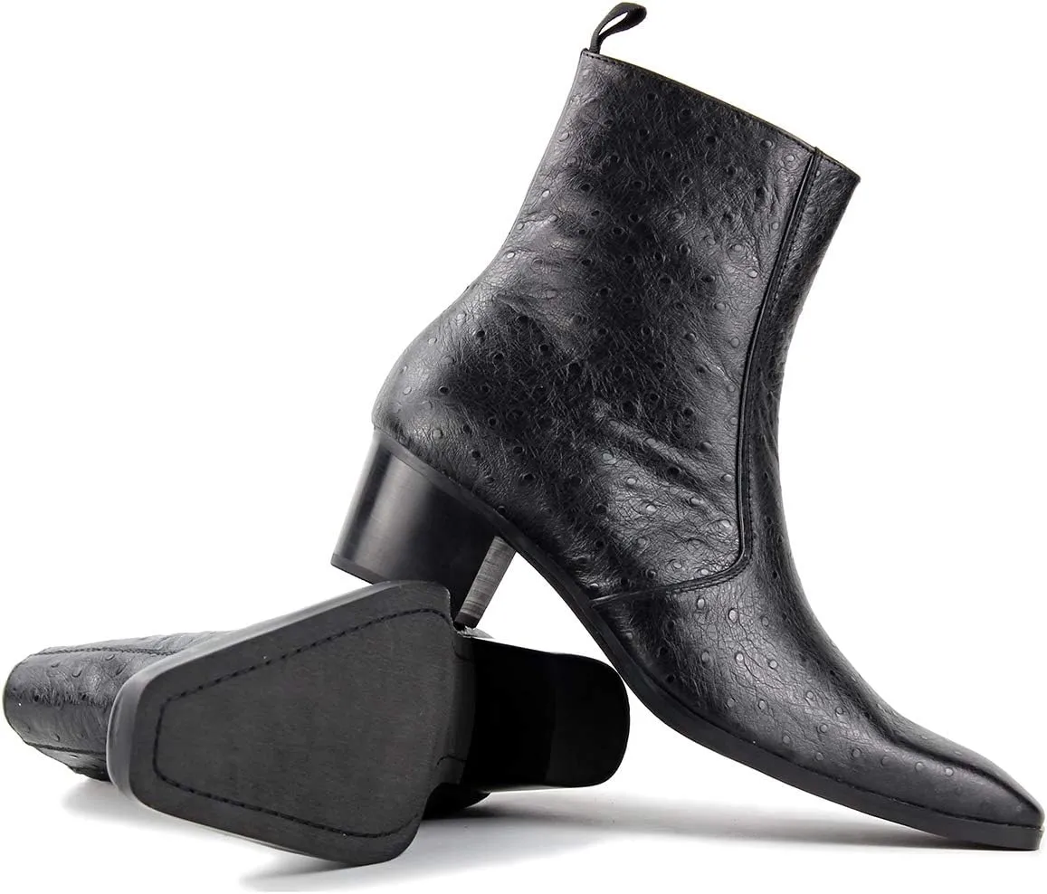 Chelsea Leather Boots for Men Dress Ankle Boot Motorcycle Casual Heel Shoes