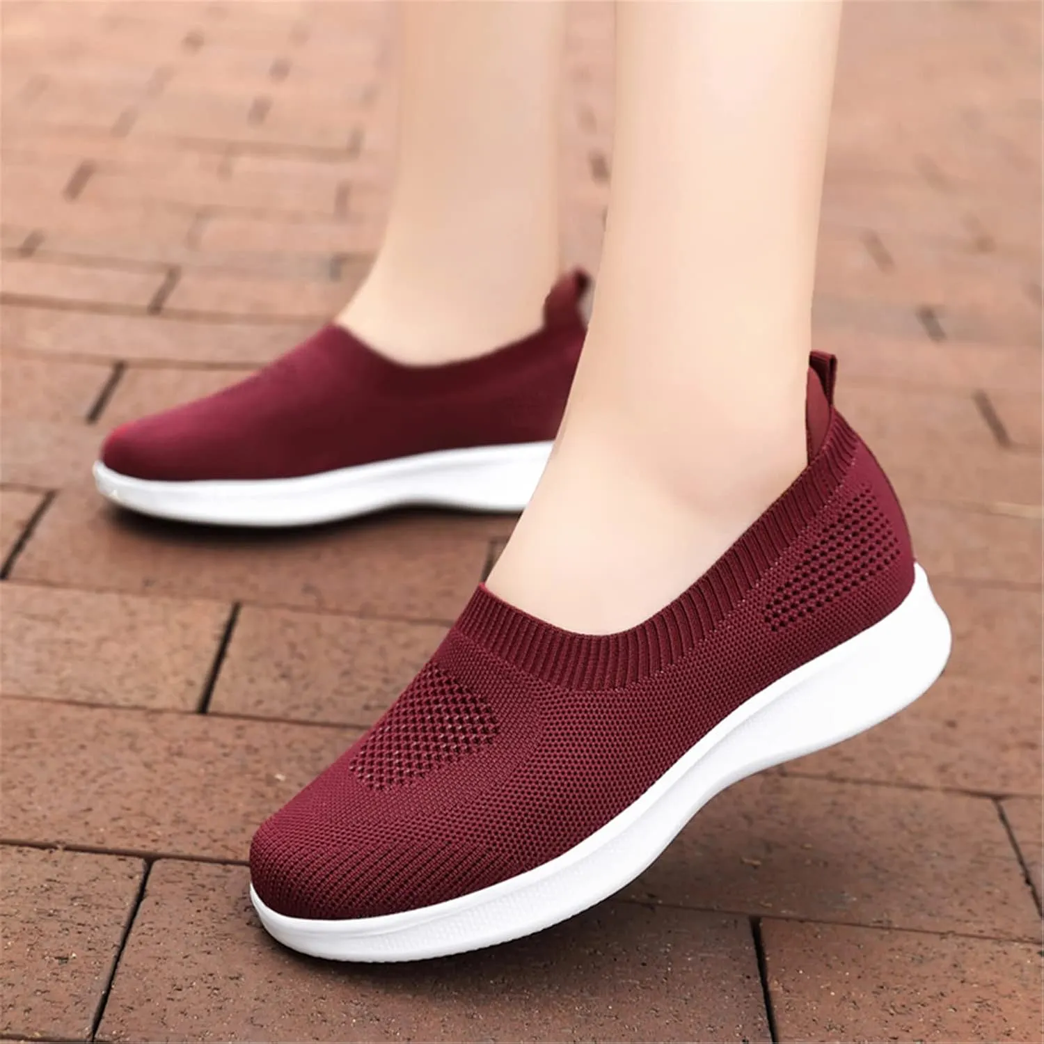 ChicWind Women's Mesh Walking Loafer Shoes Slip on Sock Sneakers Easy Nurse Flat Work Shoes