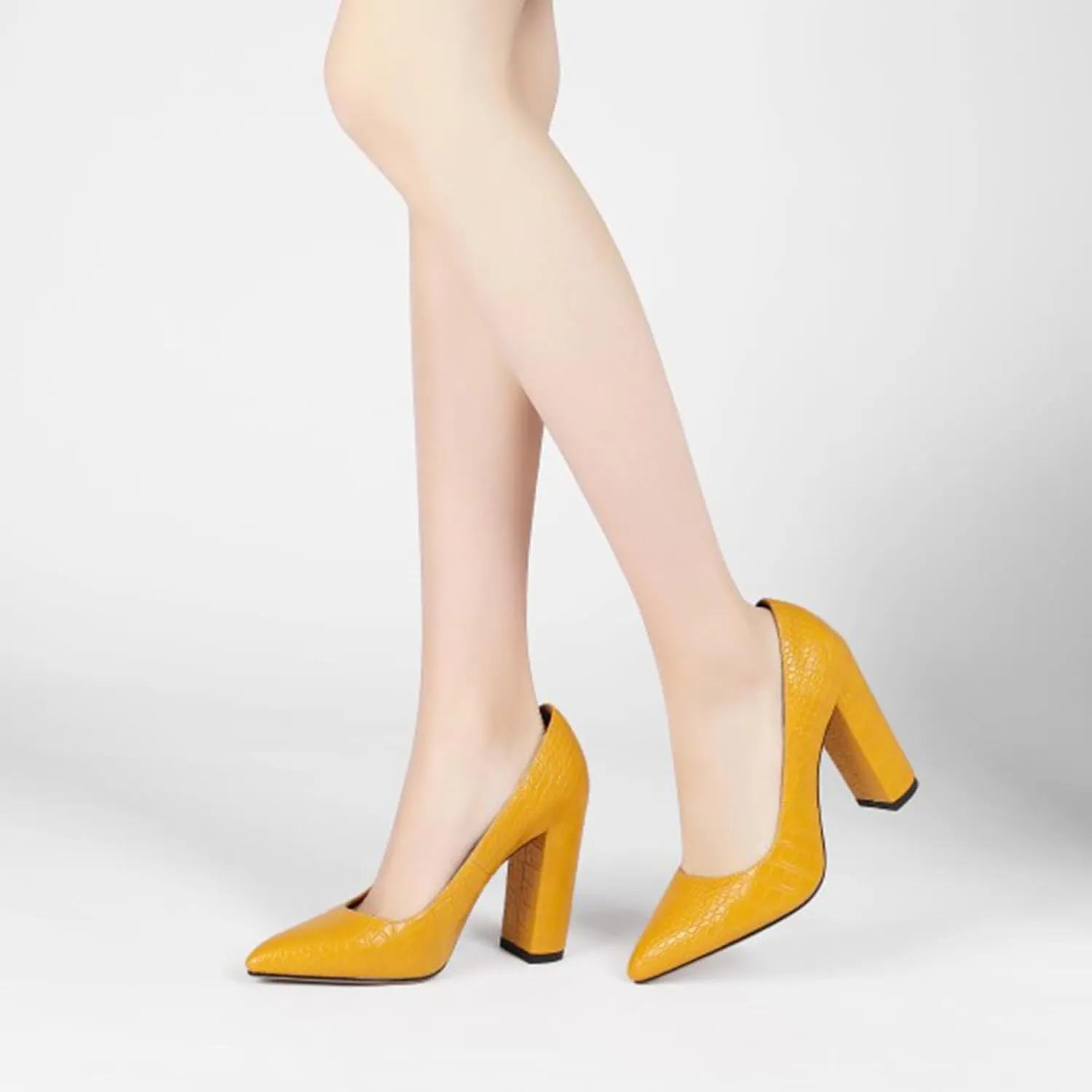 Chunky Heel Pumps for Women Pointed Closed Toe Slip On High Heel Formal Dressy Shoes Leather Suede Party Event Wedding Prom Office