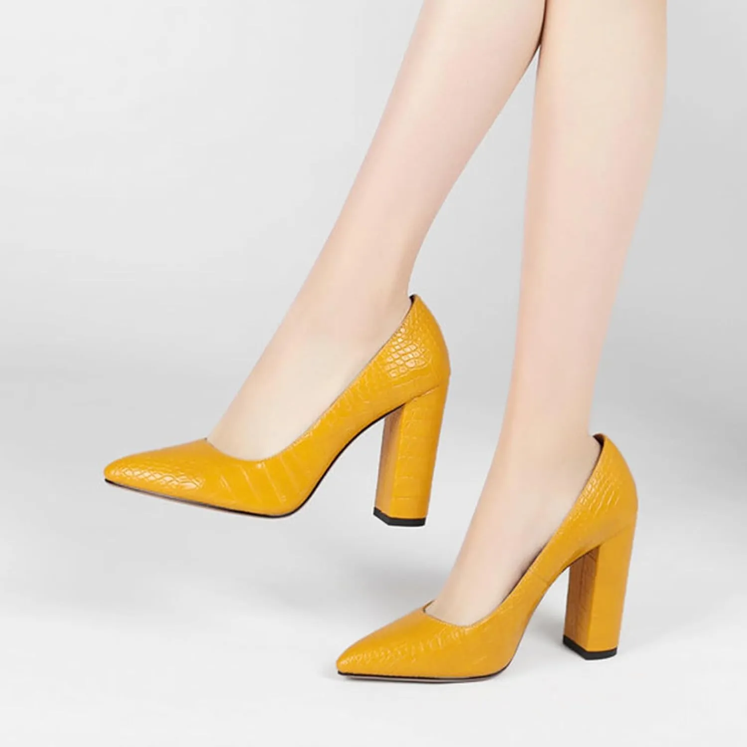 Chunky Heel Pumps for Women Pointed Closed Toe Slip On High Heel Formal Dressy Shoes Leather Suede Party Event Wedding Prom Office