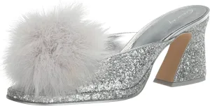 Circus NY by Sam Edelman Women's Hadie Heeled Sandal, Soft Silver Glitter Fluff, 6.5