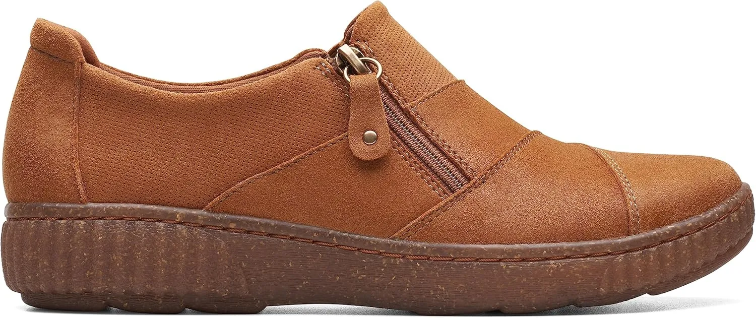 Clarks Women's Caroline Grace Loafer, Dark Tan Leather, 5.5