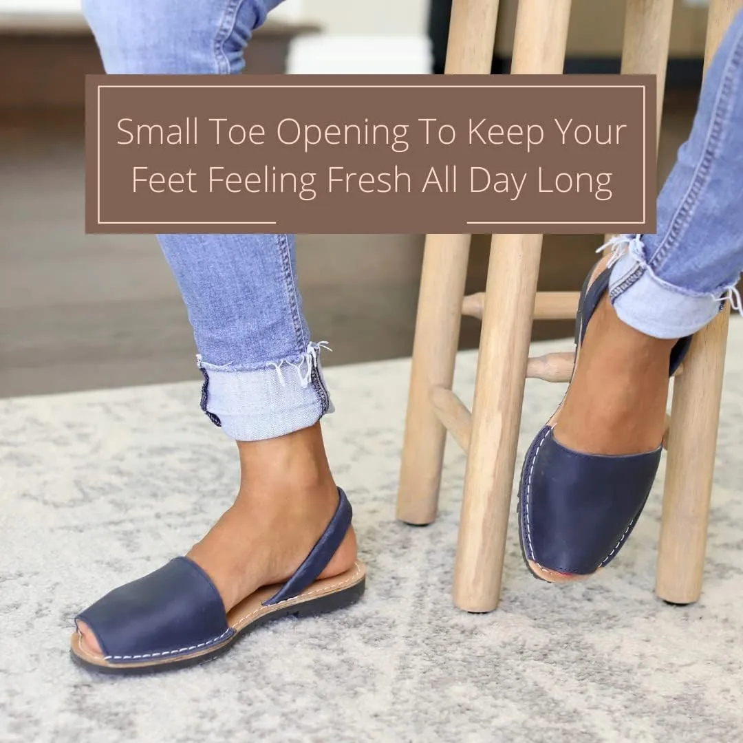 Classic Flat Sandals for Women – Dressy Soft Leather Peep Toe Women’s Flat Sandals, Casual Slip on Flats